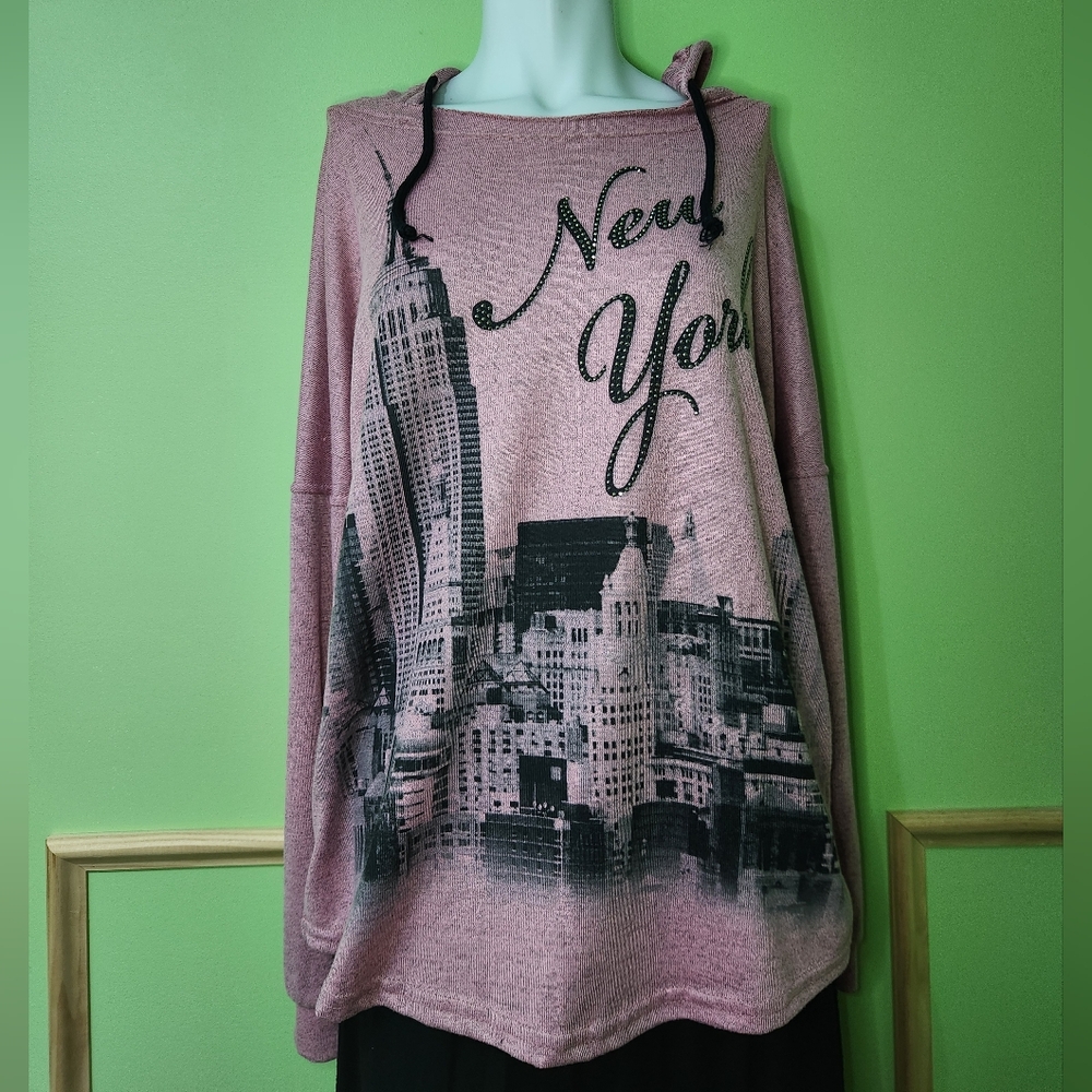NYC Sweet Gisele Boatneck Pink Hoodie